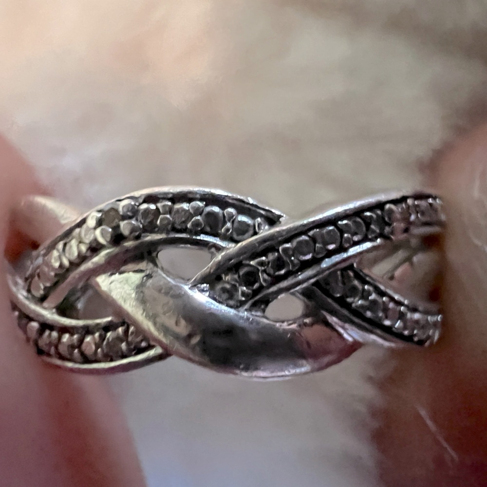 Sterling silver and diamond ring